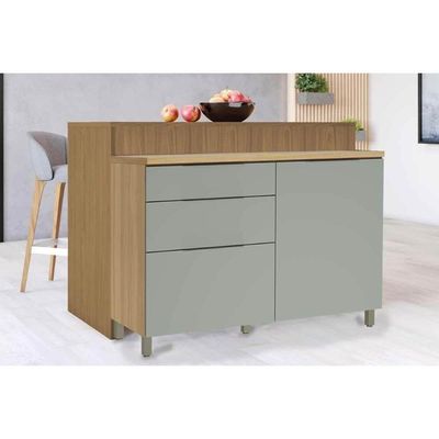 Módulo Cozinha Marquesa Com 1 Porta E 3 Gavetas 120cm Nature Verde