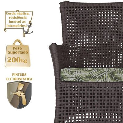 Jogo Sofá E 2 Poltronas E Mesa Igapó Preta E5 Trama Original Marrom