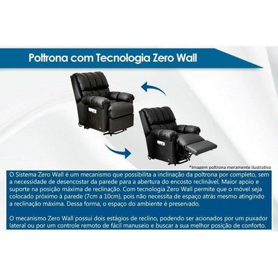Poltrona Reclinável Motorizada P- Sala Da Vinci Malbec Zero Wall Giro E Balanço Courano Preto - Probel