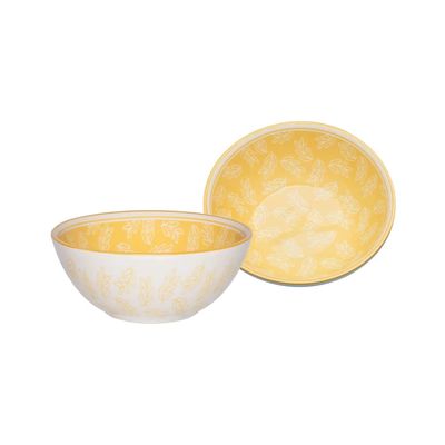 Tigela Cerâmica Oxford Flora Amarela 600ml