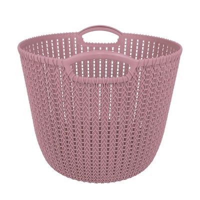 Cesto Trançado Circular Médio Rosa Antigo