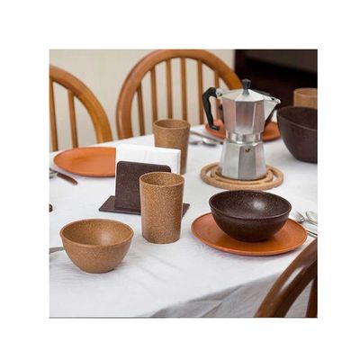 Tigela Bowl Cumbuca e Prato Lanche Salada Açai Marrom 4 Kits