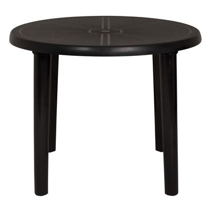 Mesa Plástica Redonda Demontável Preta