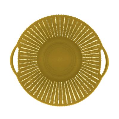 Cesto Trançado Circular Médio Mostarda