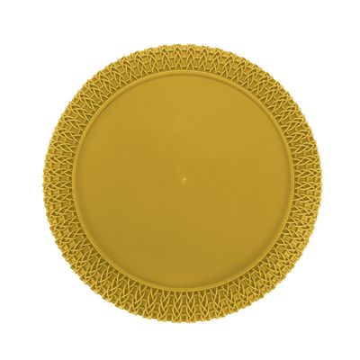 Cesto Trançado Circular Médio Mostarda