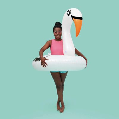 Boia Cisne Perolado Branco com Abertura