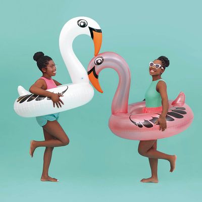 Boia Cisne Perolado Rosa com Abertura