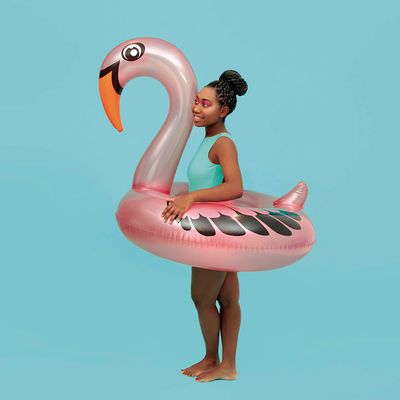 Boia Cisne Perolado Rosa com Abertura