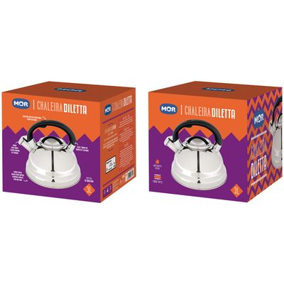 Chaleira Aço Inox 3 Litros Fundo Triplo Diletta Preta
