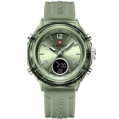 Relógio Feminino Display Duplo Design Fashion Retro De Quartzo Mostrador Redondo Luminoso Verde