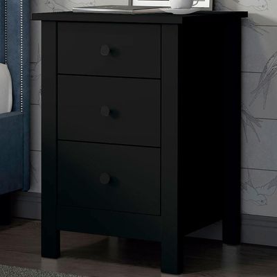 Mesa De Cabeceira 3 Gavetas 40 Cm Dm113 Preto Dtall Preto
