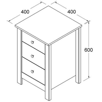 Mesa De Cabeceira 3 Gavetas 40 Cm Dm113 Branco Dtall Branco