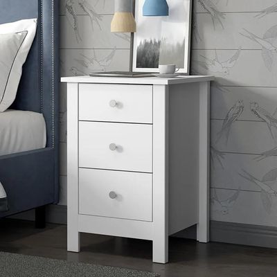 Mesa De Cabeceira 3 Gavetas 40 Cm Dm113 Branco Dtall Branco