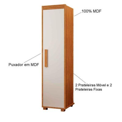 Armário Multiuso 1 Porta 4 Prateleiras 100% Mdf delta Nature Off White
