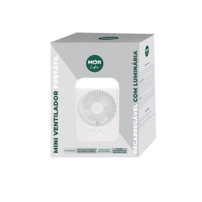 Mini Ventilador Portátil Recarregável com Luminária