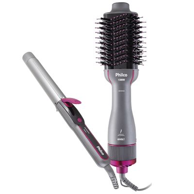 Kit Philco Escova Secadora e Cacheador Bivolt PKT3000 Bivolt