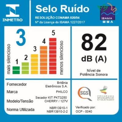 Kit Cuidados Pessoais Philco PKT3250 Cherry Tourmaline Íon 220V