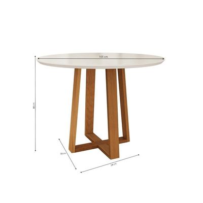 Mesa De Jantar Kappesberg Em Madeira Maciça Com Tampo De Vidro Off White 105cm