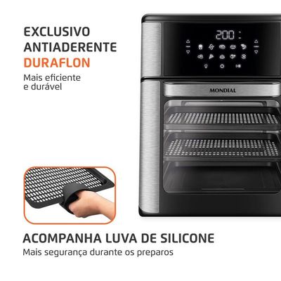 Fritadeira Air Fryer Forno Oven 12L Mondial - Preto e Inox AFON-12L-BI - 110V