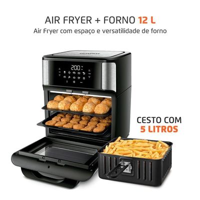 Fritadeira Air Fryer Forno Oven 12L Mondial - Preto e Inox AFON-12L-BI - 110V