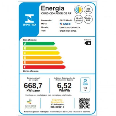 Ar Condicionado Split Hi Wall Gree G-top Auto Inverter 18.000 Btus Quente E Frio 220v