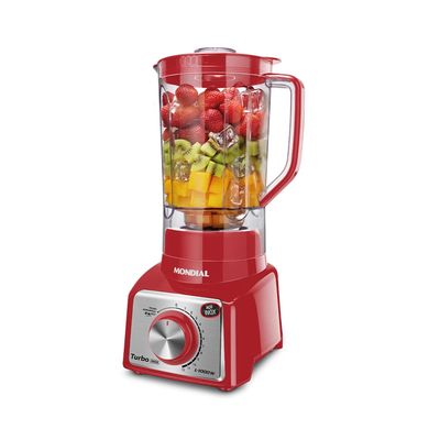 Liquidificador Turbo Mondial 127V 1000W Vermelho/Inox - L-1000 RI