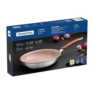 Frigideira Tramontina Romagna Aço Inox Cerâmico Marfim 20 Cm 1 L