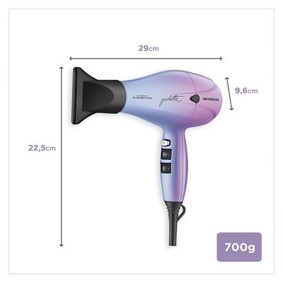 Secador de Cabelo Mondial Duo Colors by Juliette SPC-JU-03 Azul e Rosa - 2000W 127V