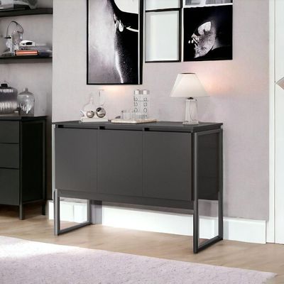 Buffet Estilo Industrial 3 Portas Europa - Preto Onix Preto Onix
