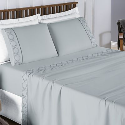 Jogo Cama Lençol Santoro Queen Micropercal 300 Fios 4 Peças - Cinza