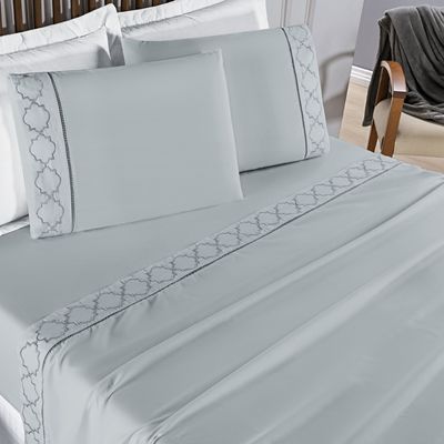 Jogo Cama Lençol Santoro Queen Micropercal 300 Fios 4 Peças - Cinza