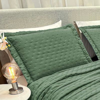 Kit Cobre Leito Colcha Ryviera King Dupla Face 3 Peças - Verde Musgo