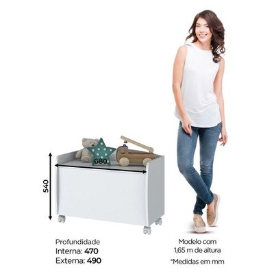 Baú Para Brinquedos Multiuso Com Rodinhas Aquarela Branco