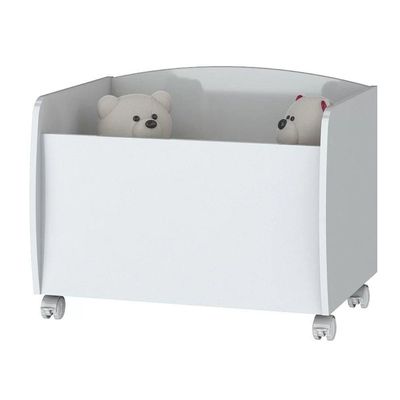 Baú Para Brinquedos Multiuso Com Rodinhas Aquarela Branco