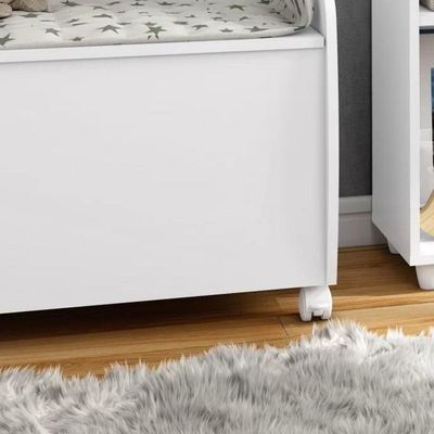 Baú Para Brinquedos Multiuso Com Rodinhas Aquarela Branco