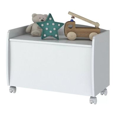 Baú Para Brinquedos Multiuso Com Rodinhas Aquarela Branco