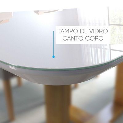 Conjunto Sala De Jantar 6lug Noronha Mesa E Cadeiras Maciça Mel Off White Com Marrom Acinzentado