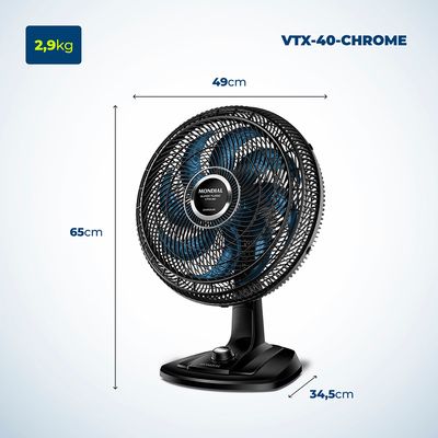Ventilador de Mesa Mondial 8 Pás Vtx-40-Chrome - 40cm 220V
