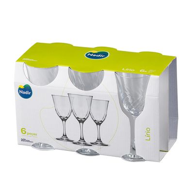 Jogo de Taças para Vinho Nadir Lírio 250ml 6 Peças