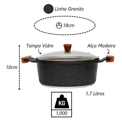 Caçarola Panela Granito Antiaderente Gourmet Javali AM 18cm