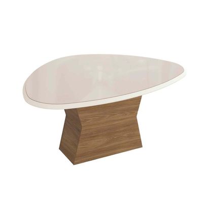 Mesa Para Cozinha Tília Com Tampo Madeirado Com Vidro 105x135cm Nogueira Off White Vidro Off White Kappesberg
