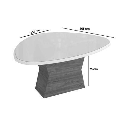 Mesa Para Cozinha Tília Com Tampo Madeirado Com Vidro 105x135cm Nogueira Off White Vidro Off White Kappesberg