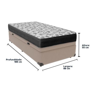 Cama Box Baú Bege E Colchão Iso100 Espuma D33 Solteiro Ortobom