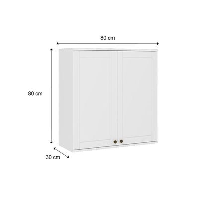 Armário Aéreo Cozinha Modulado Bella 2602 Com 2 Portas 80cm Nogal Cinza