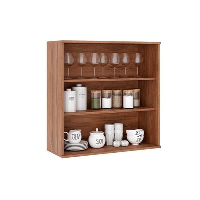 Armário Aéreo Cozinha Modulado Bella 2602 Com 2 Portas 80cm Nogal Cinza