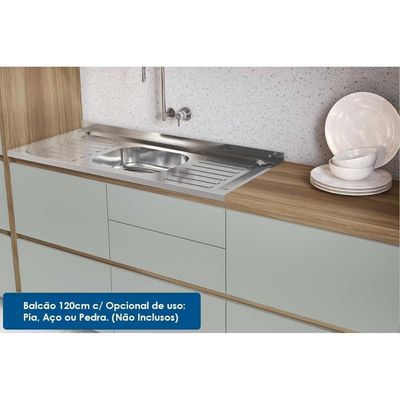 Cozinha Completa 6 Peças Rainha Gourmet 3 Aéreos 2 Balcões 1 Paneleiro C6p01 Branca Nature