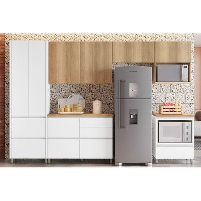 Cozinha Completa 6 Peças Rainha Gourmet 3 Aéreos 2 Balcões 1 Paneleiro C6p01 Branca Nature