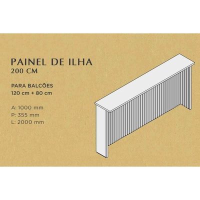 Bancada Ilha Cozinha Princesa Com 2 Portas E 3 Gavetas 200cm Freijó Off White
