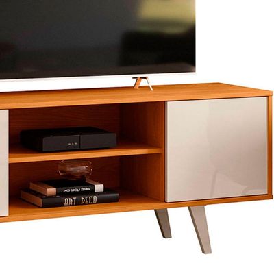 Rack Bancada Para Tv 55 Com 2 Portas E 1 Prateleira Líbano Cinamomo/off White