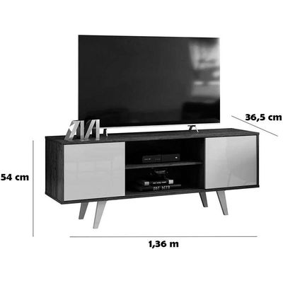 Rack Bancada Para Tv 55 Com 2 Portas E 1 Prateleira Líbano Cinamomo/off White